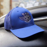 Winged Pig Embroidered Snapback - Blue