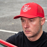 Winged Pig Embroidered Snapback - Red