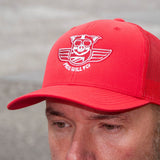 Winged Pig Embroidered Snapback - Red