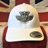 Winged Pig Embroidered Snapback - White