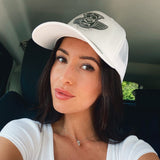 Winged Pig Embroidered Snapback - White